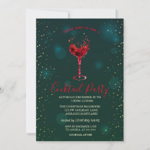 Konfetti Cocktailglas Sterne Weihnachtsfeier Einladung