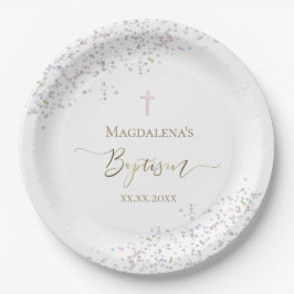 Konfetti Glitzer Design Taufe Pappteller