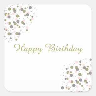 Konfetti Gold Blush Punkt Frohen Geburtstag Quadratischer Aufkleber
