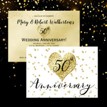 Konfetti Gold - Einladung zur 50. Hochzeitstag-Fei