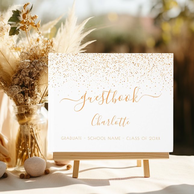 Konfetti-Konfetti-Monogramm-Graduierungsparty Gästebuch (Von Creator hochgeladen)