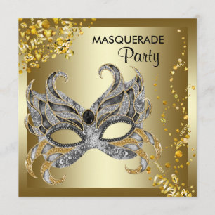 Konfetti-Maske Silber Gold Maskenball Party Einladung