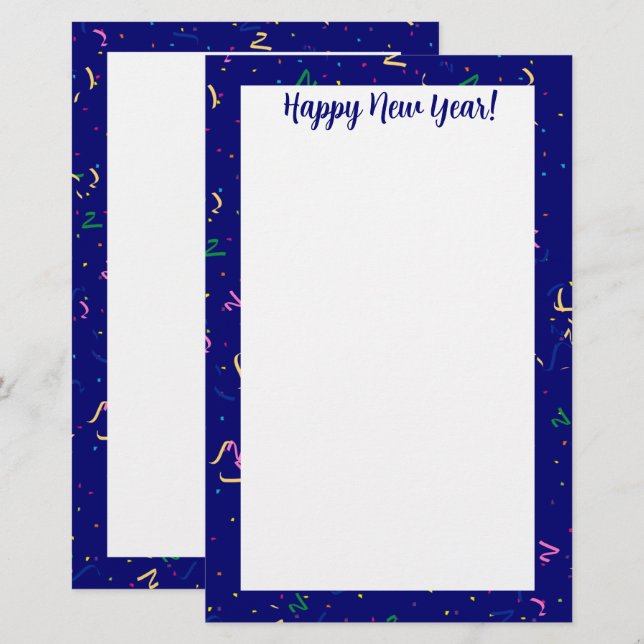 Konfetti mit Frohem Neues Jahr Briefpapier (Vorne/Hinten)