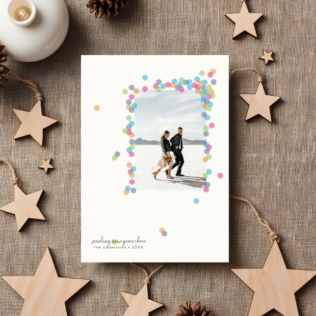 Konfetti- Neujahrs-Flat-Photokarte Feiertagskarte (modern new year's photo card designed by clearlytangled studio.)