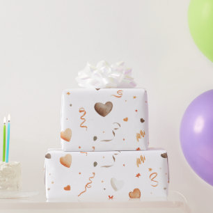 Konfetti Pfirsich Schokoladen Herzen Geburtstag Geschenkpapier