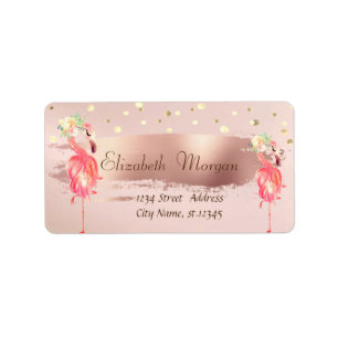 Konfetti,Pinselstrich Rosa Flamingos Blume Adressaufkleber
