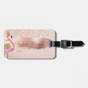 Konfetti, Rose Gold Pinselstrich Rosa Flamingos Gepäckanhänger