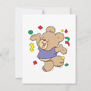 Konfetti werfender süßer Teddybär zur Partyzeit Einladung