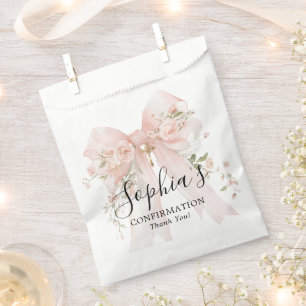 Konfirmandin Pink Schleife Rosen Dankeschön Geschenktütchen