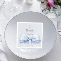 Konfirmation hellblaue Schleife Kreuz Mädchen