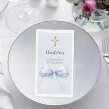 Konfirmation hellblaue Schleife Kreuz