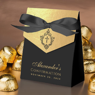 Konfirmation Schwarz Faux Gold Elegant Vintage Wap Geschenkschachtel