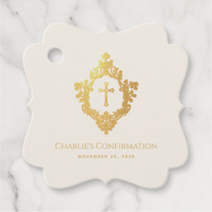 Konfirmations-Goldkreuz im eleganten Elfenbein-Wap Geschenkanhänger