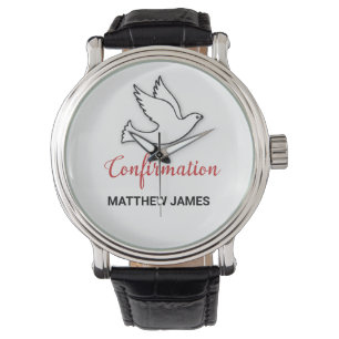 Konfirmations-Taube mit Rot Armbanduhr