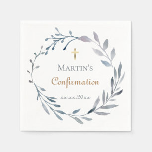 Konfirmationsblaue Girlande Serviette