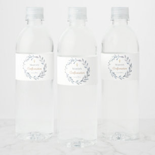 Konfirmationsblauer Kranz Wasserflaschenetikett
