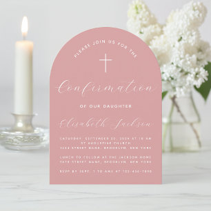 Konfirmationsbogen Dusty Rose Rosa Mädchen Schrift Einladung
