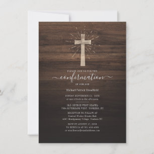 Konfirmationszeremonie Kirchenkreuz Rustikales Hol Einladung