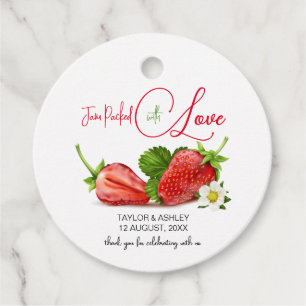 Konfitüre mit Liebe Erdbeeren Obst verpackt   Hoch Geschenkanhänger