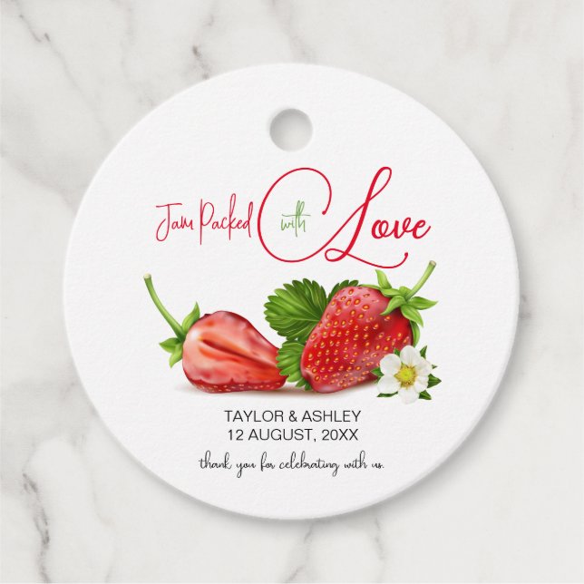 Konfitüre mit Liebe Erdbeeren Obst verpackt | Hoch Geschenkanhänger (Vorderseite)