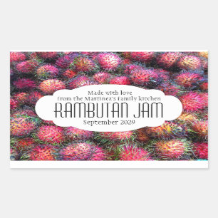 Konfitüre Rambutan oder Aufkleber auf dem Etikett 