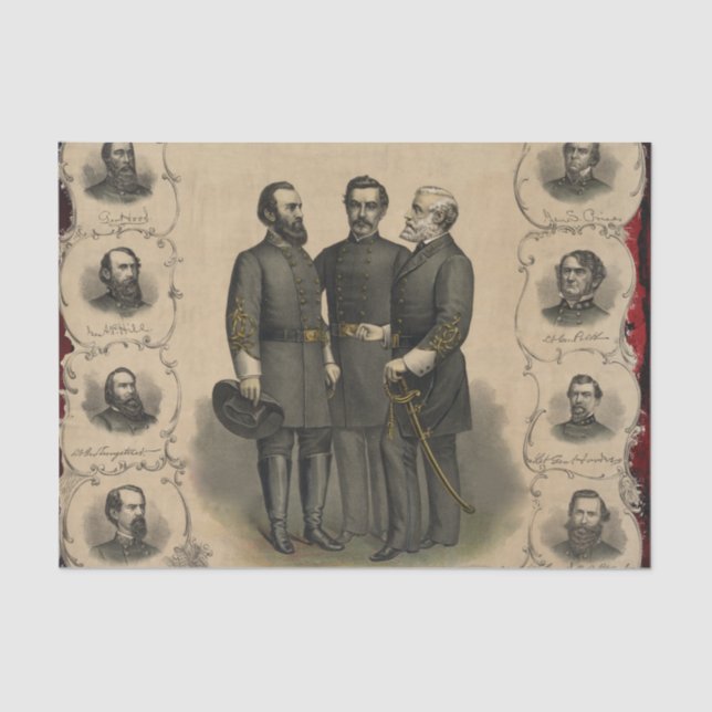 Konföderale Generäle Ziviler Krieg 🎖️ Helden ⚔️ Seidenpapier (Vorderseite)