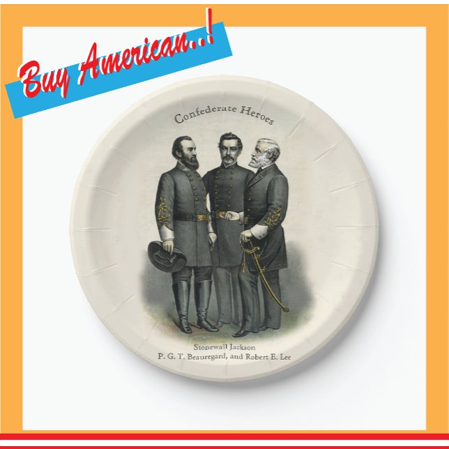 Konföderierte USA 🎖️ ⚔️ Helden des Zivilen Südkri Pappteller (Von Creator hochgeladen)