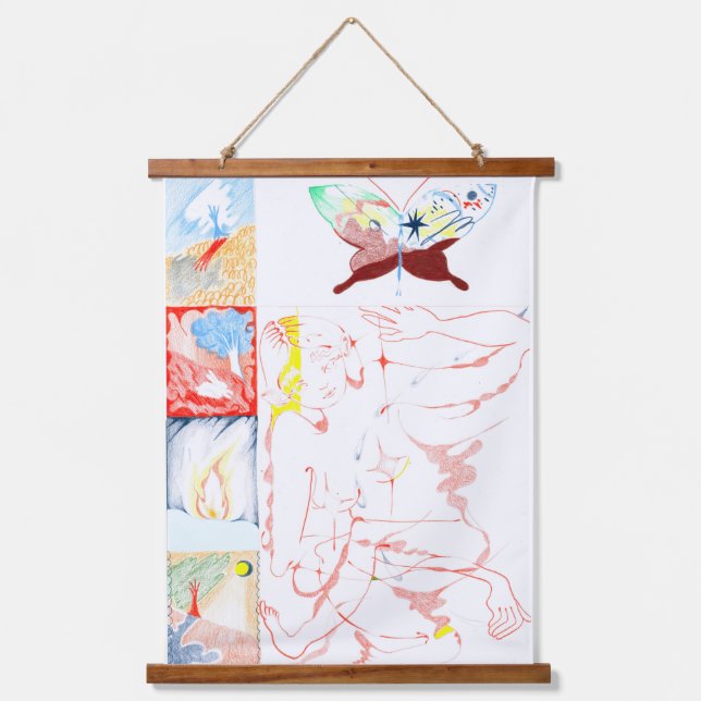 Konfuse Tapisserie Wandteppich Mit Holzrahmen (Vorderseite)