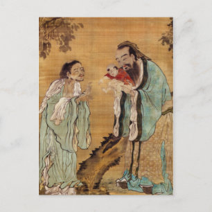 Konfuzius, der Laozi Buddha vorstellt Postkarte