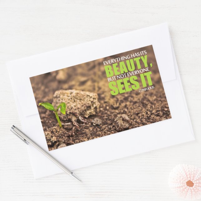 Konfuzius inspirierendes Zitat "Schönheit" Rechteckiger Aufkleber (Umschlag)