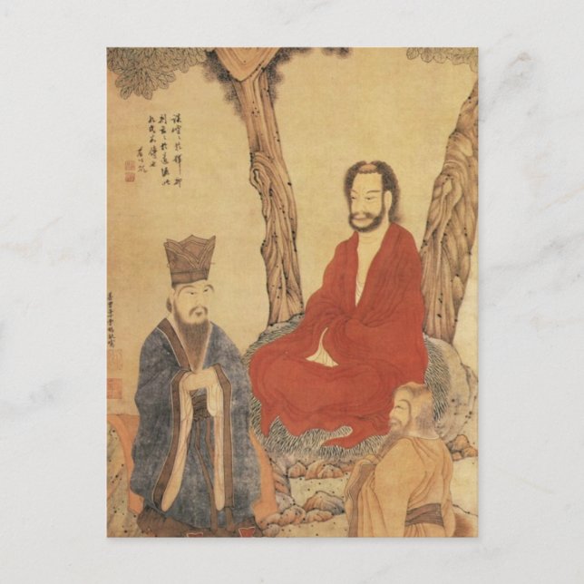 Konfuzius, Lao-tzu und buddhistischer Arhat Postkarte (Vorderseite)