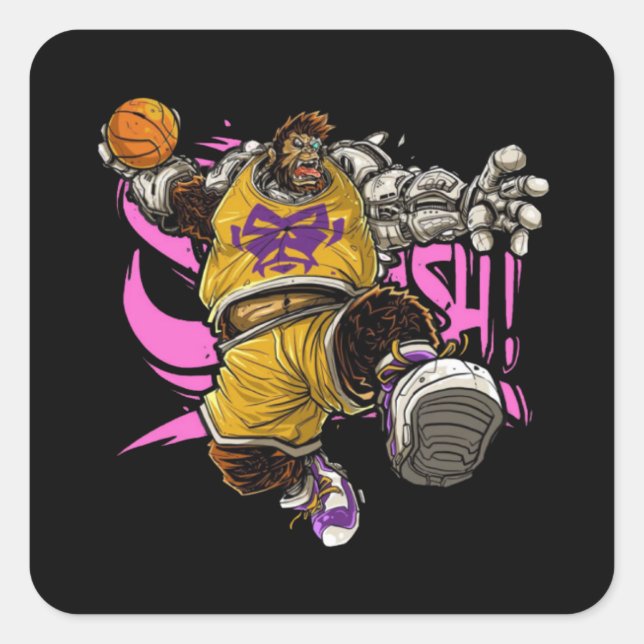 Kong Basketball Quadratischer Aufkleber (Vorderseite)