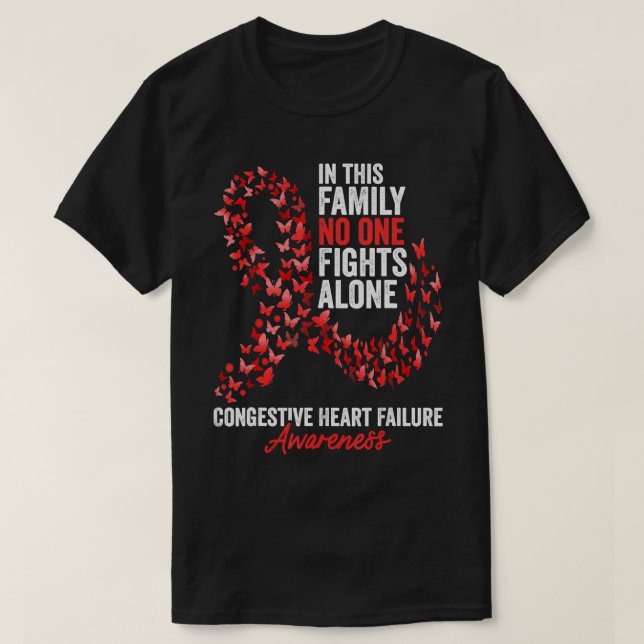 Kongestive Herzinsuffizienz Aufklärungsmonat Red R T-Shirt (Design vorne)