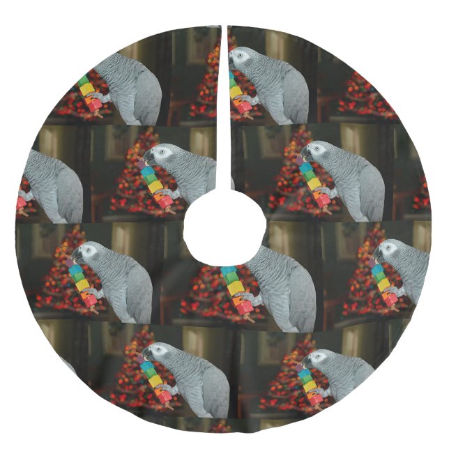 Kongo African Gray Parrot Merry Weihnachtsbaum Polyester Weihnachtsbaumdecke (Vorderseite)