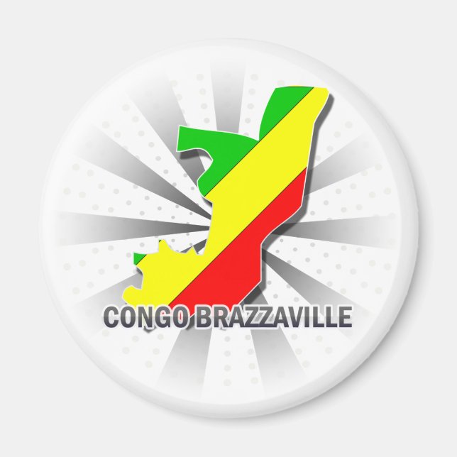 Kongo Brazzaville Flag Karte 2.0 Magnet (Vorne)