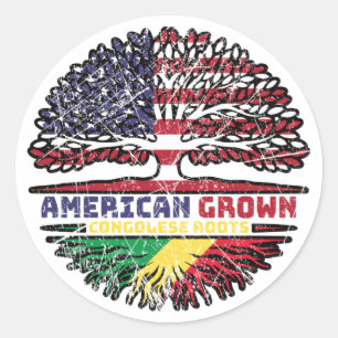 Kongo Congolese US American United States Tree Runder Aufkleber