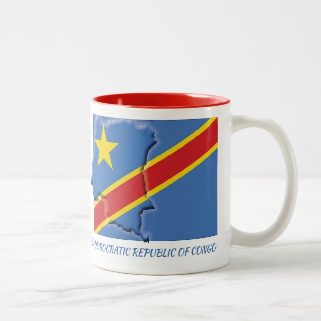 KONGO FLAG MAP-Skripte individuell Zweifarbige Tasse (Rechts)