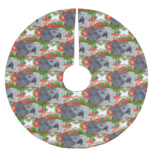 Kongo-Grau-Papagei-Weihnachten Polyester Weihnachtsbaumdecke