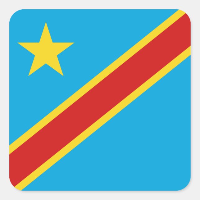 Kongo-Kinshasa-Flag-Aufkleber Quadratischer Aufkleber (Vorderseite)