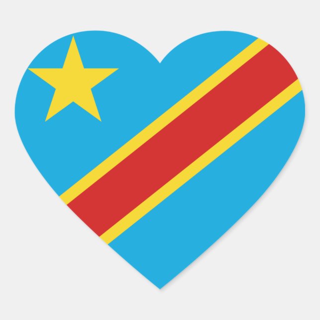 Kongo-Kinshasa-Flag-Herzsticker Herz-Aufkleber (Vorderseite)