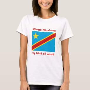 Kongo-Kinshasa-Flagge + Karte + Text-T - Shirt