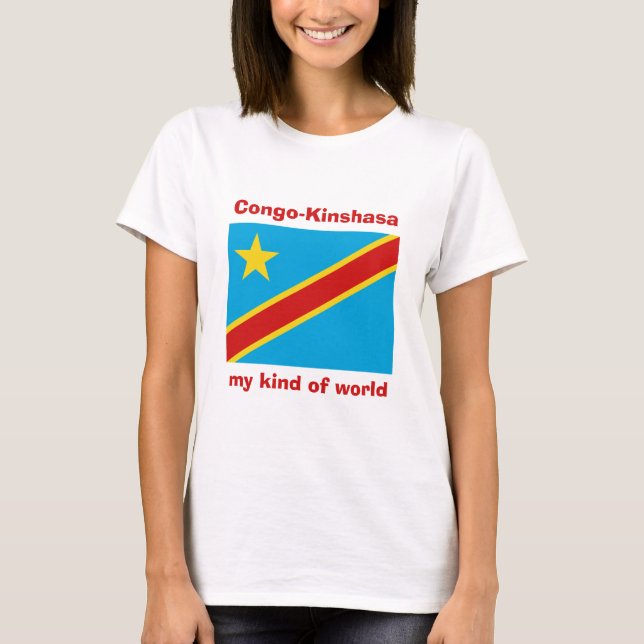 Kongo-Kinshasa-Flagge + Karte + Text-T - Shirt (Vorderseite)