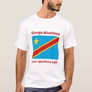 Kongo-Kinshasa-Flagge + Karte + Text-T-Shirt T-Shirt