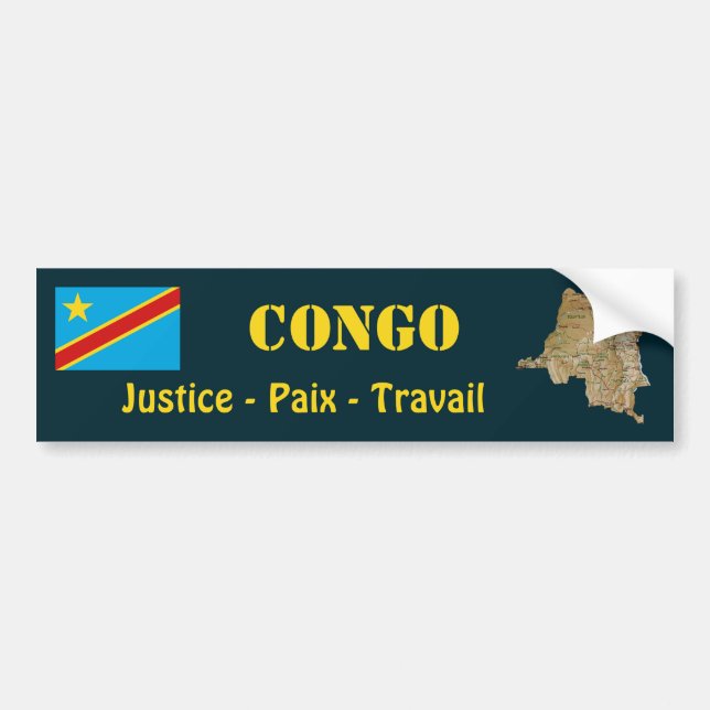 Kongo-Kinshasa Flagge + Karten-Autoaufkleber Autoaufkleber (Vorne)