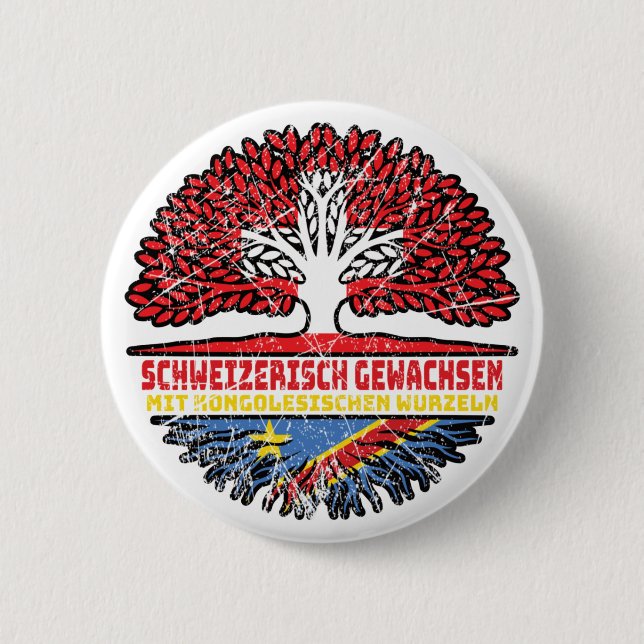 Kongo Kongolesisch Schweizer Schweiz Baum Wurzel Button (Vorderseite)