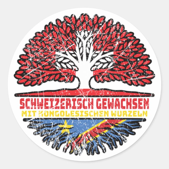 Kongo Kongolesisch Schweizer Schweiz Baum Wurzel Runder Aufkleber (Vorderseite)