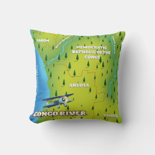 Kongo River Beautiful Vintag map Kissen