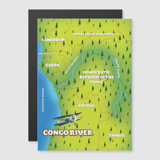 Kongo River Beautiful Vintag map Magnetkarte (Vorne/Hinten)