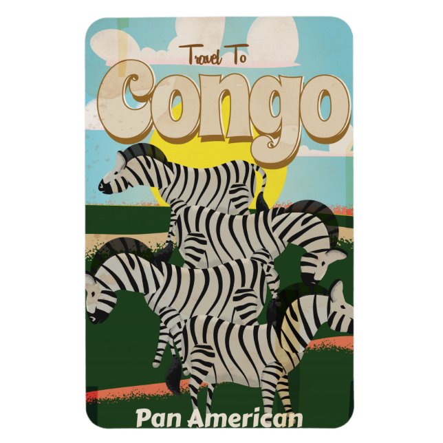 Kongo Vintage Travel Poster. Magnet (Vertikal)
