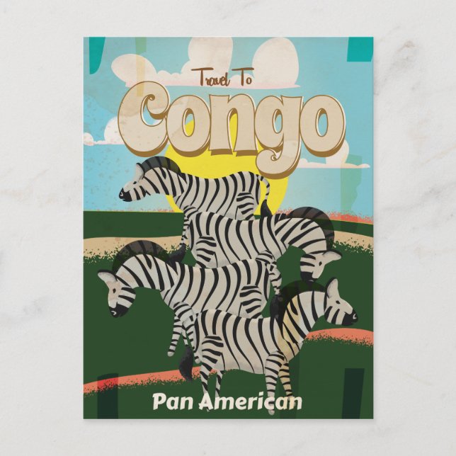 Kongo Vintage Travel Poster. Postkarte (Vorderseite)